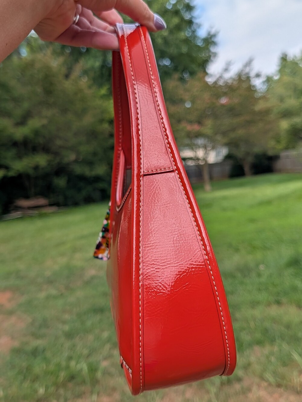 Coach Ergo Bag Coachtopia Crinkle Patent Leather Orange/Red CQ003 - Picture 6 of 10